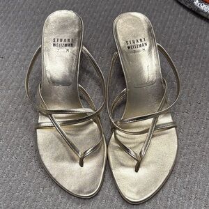 Vintage Stuart Weitzman Gold Strappy Thong Sandals
